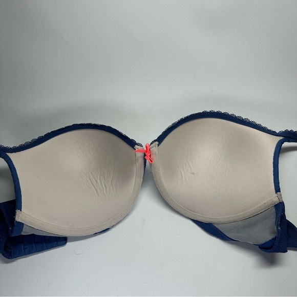 Victoria's Secret Bra 34D Body by Victoria Push Up Padded Underwire Blue Lace - Picture 5 of 10